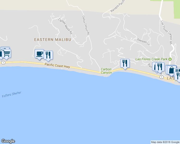 map of restaurants, bars, coffee shops, grocery stores, and more near 21922 Pacific Coast Highway in Malibu