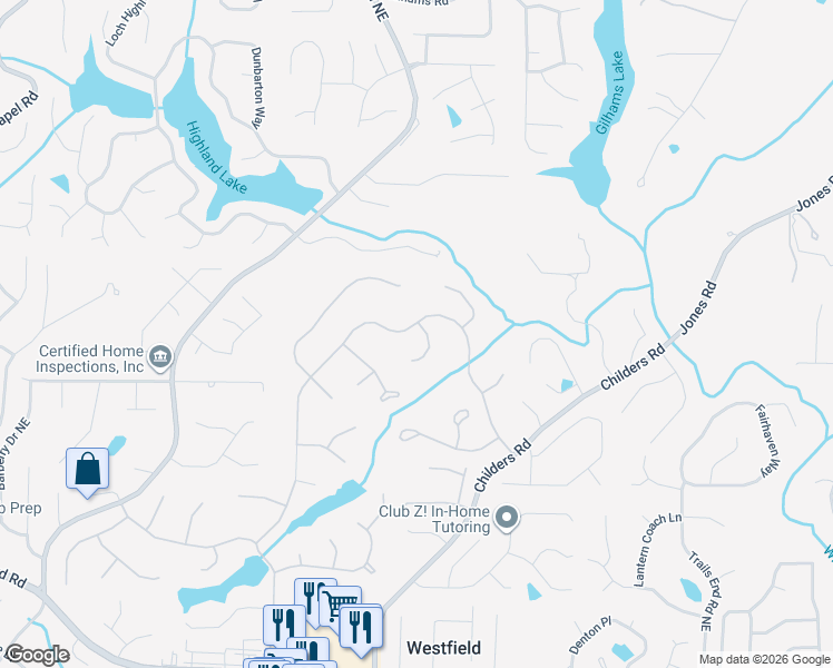 map of restaurants, bars, coffee shops, grocery stores, and more near 3900 Glenraven Court in Roswell