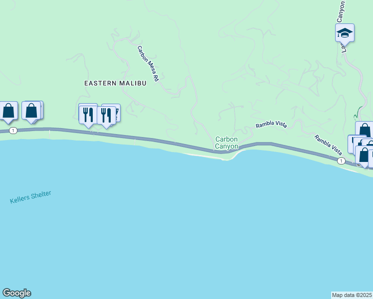 map of restaurants, bars, coffee shops, grocery stores, and more near 21938 Pacific Coast Highway in Malibu