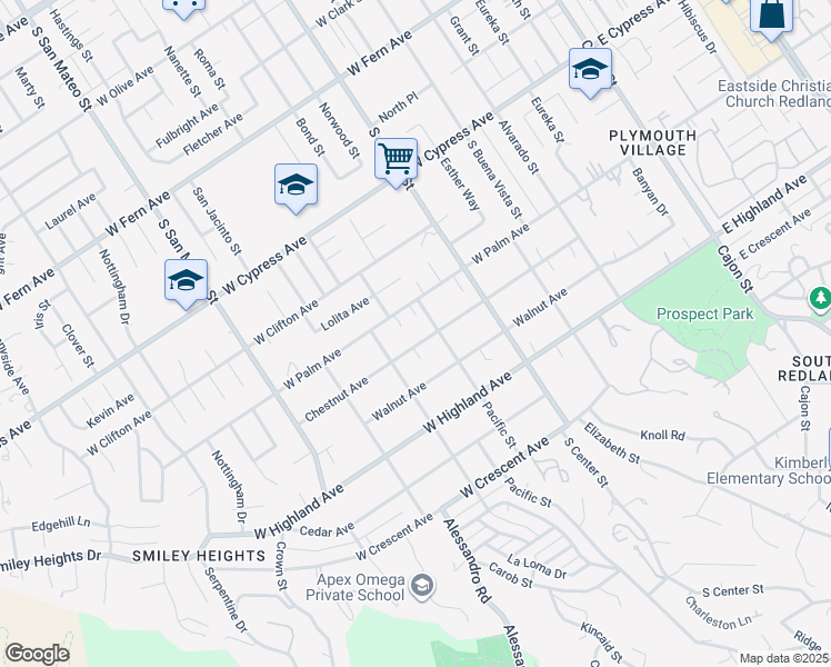 map of restaurants, bars, coffee shops, grocery stores, and more near 922 Chestnut Avenue in Redlands