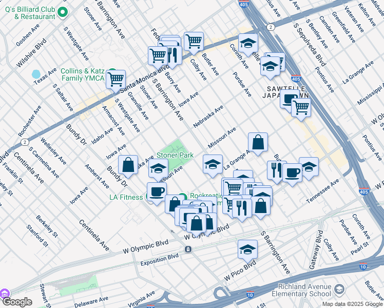 map of restaurants, bars, coffee shops, grocery stores, and more near in Los Angeles