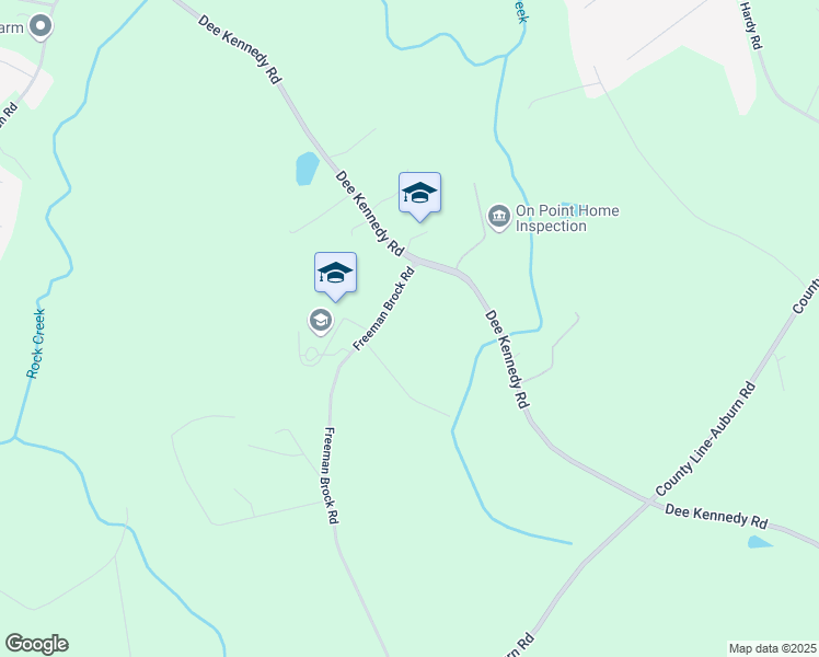map of restaurants, bars, coffee shops, grocery stores, and more near 641 Freeman Brock Road in Auburn