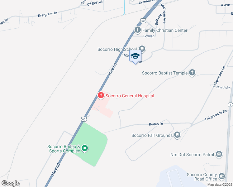 map of restaurants, bars, coffee shops, grocery stores, and more near 100 Vista de Socorro in Socorro