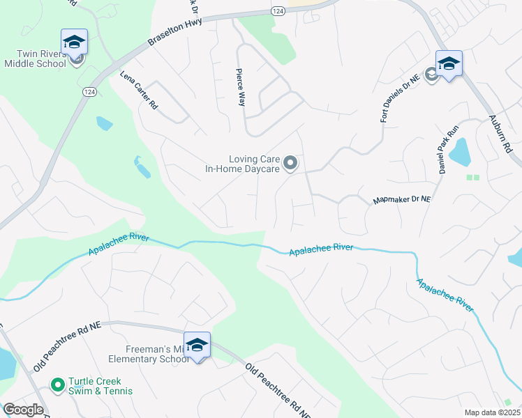 map of restaurants, bars, coffee shops, grocery stores, and more near 1745 Fort Daniels Trail in Dacula