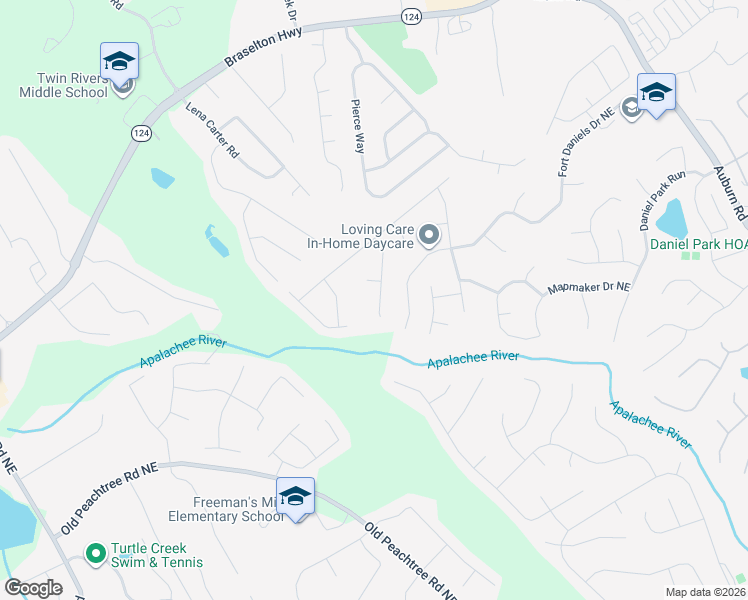map of restaurants, bars, coffee shops, grocery stores, and more near 1740 Fort Daniels Trail in Dacula