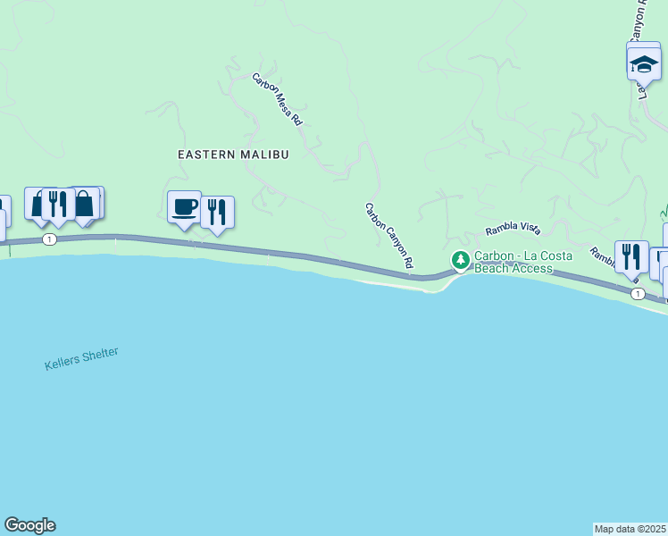 map of restaurants, bars, coffee shops, grocery stores, and more near 22008 Pacific Coast Highway in Malibu