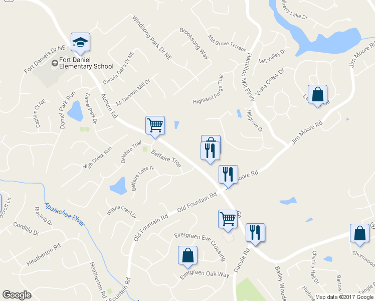 map of restaurants, bars, coffee shops, grocery stores, and more near 1402 Georgia 324 in Dacula