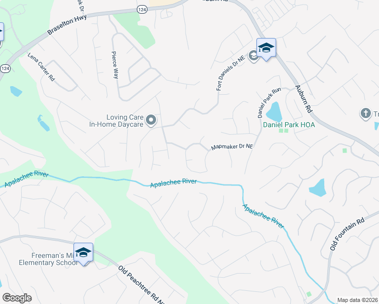 map of restaurants, bars, coffee shops, grocery stores, and more near 1969 Mapmaker Drive Northeast in Dacula