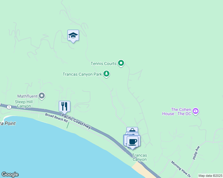 map of restaurants, bars, coffee shops, grocery stores, and more near 6169 La Gloria Drive in Malibu