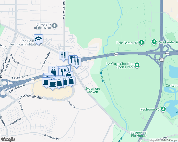 map of restaurants, bars, coffee shops, grocery stores, and more near 646 Hazel Avenue in Rosemead