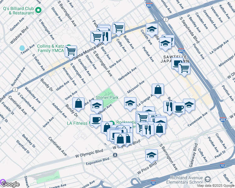 map of restaurants, bars, coffee shops, grocery stores, and more near in Los Angeles