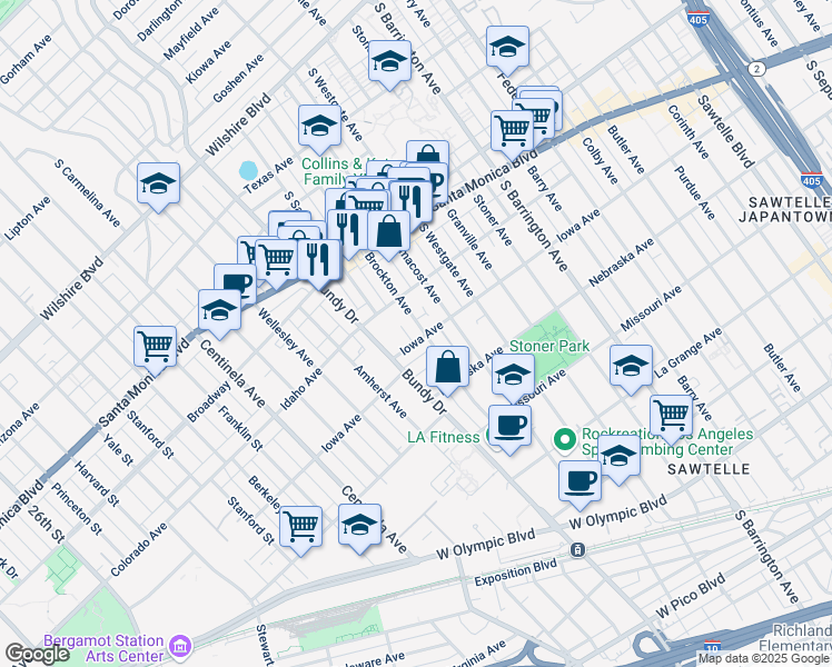 map of restaurants, bars, coffee shops, grocery stores, and more near in Los Angeles