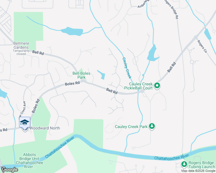 map of restaurants, bars, coffee shops, grocery stores, and more near 7055 Bell Road in Duluth