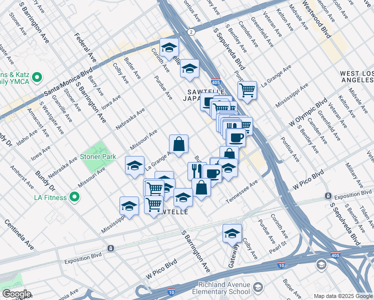 map of restaurants, bars, coffee shops, grocery stores, and more near 2017 Butler Avenue in Los Angeles