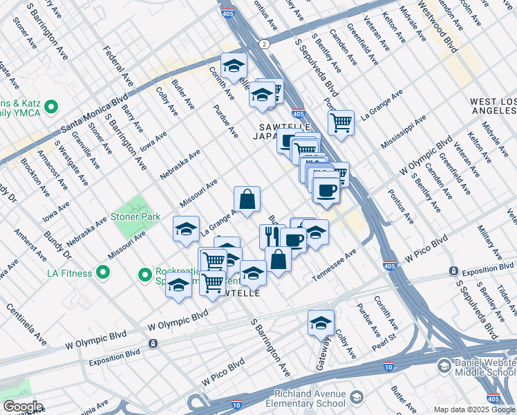 map of restaurants, bars, coffee shops, grocery stores, and more near 2017 Butler Avenue in Los Angeles