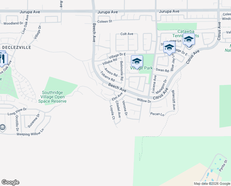 map of restaurants, bars, coffee shops, grocery stores, and more near 11856 Terracina Lane in Fontana