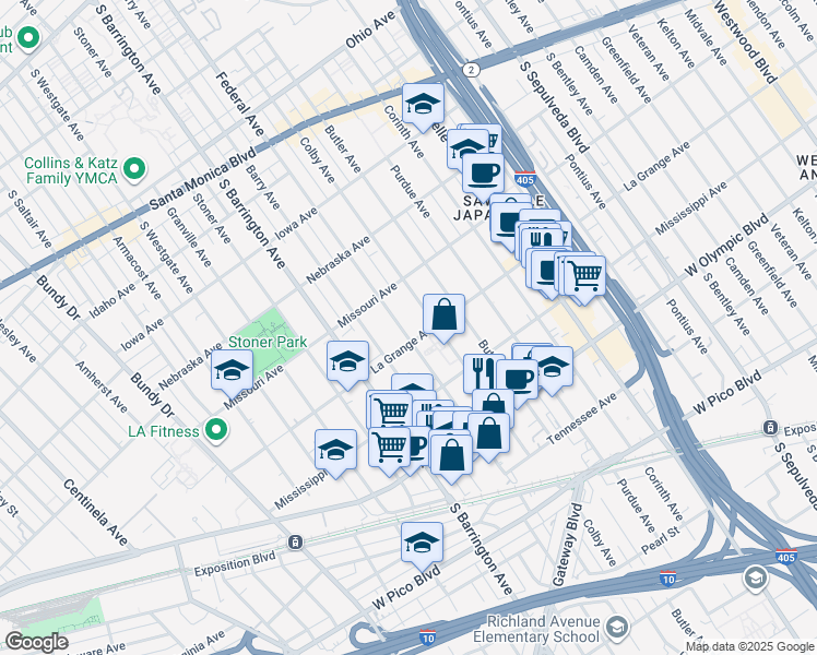map of restaurants, bars, coffee shops, grocery stores, and more near 11615 La Grange Avenue in Los Angeles