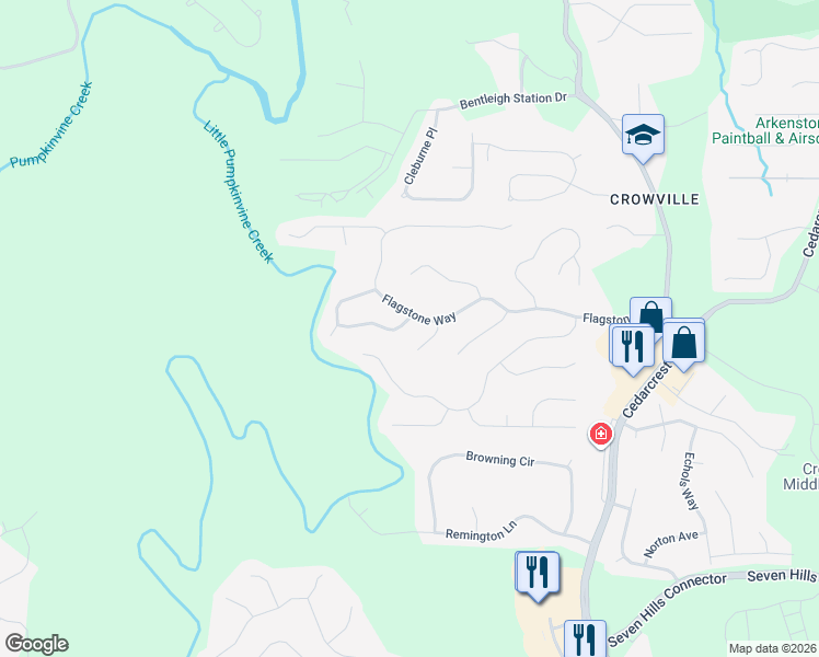 map of restaurants, bars, coffee shops, grocery stores, and more near 21 Gellmore Lane in Acworth