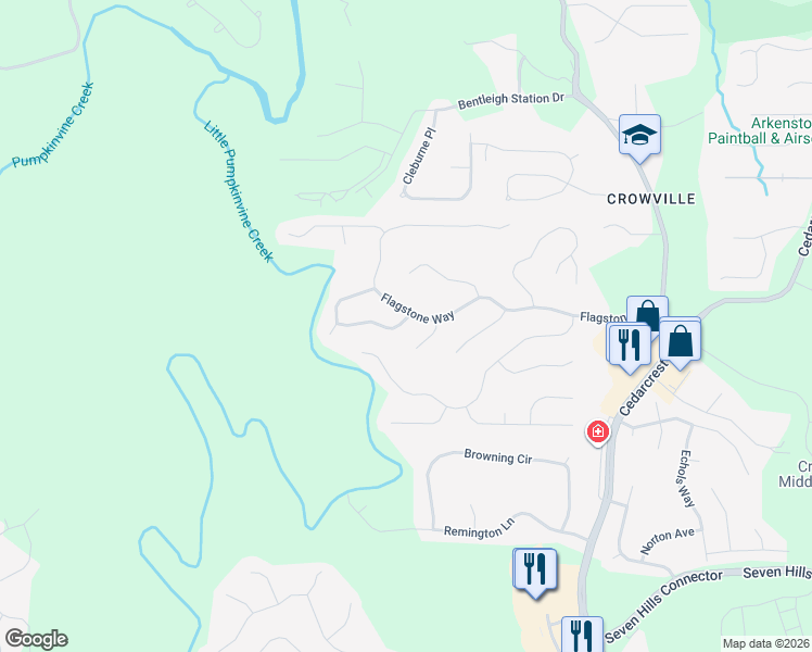 map of restaurants, bars, coffee shops, grocery stores, and more near 21 Gellmore Lane in Acworth