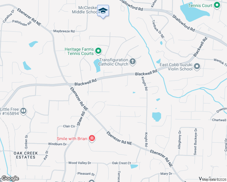 map of restaurants, bars, coffee shops, grocery stores, and more near 1645 South Ridge Drive in Marietta