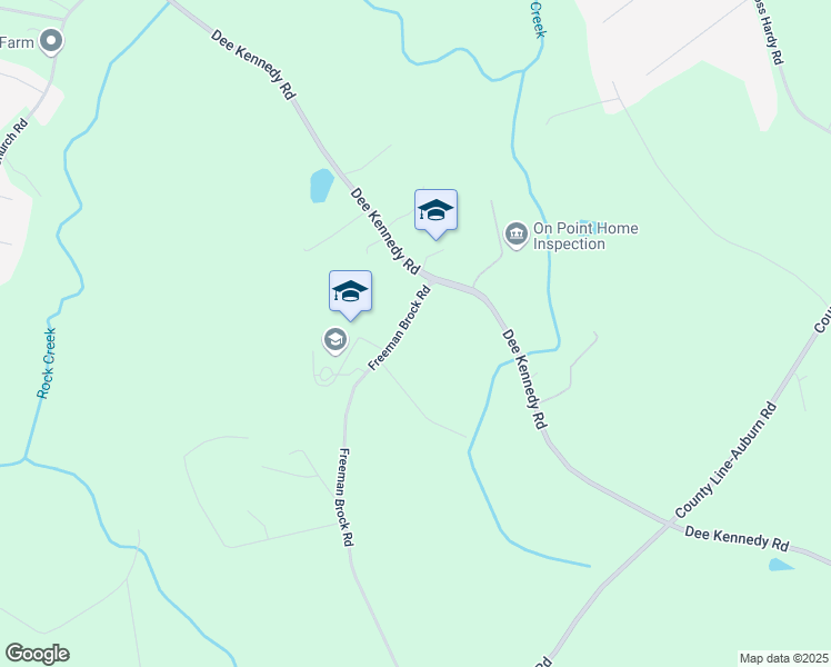 map of restaurants, bars, coffee shops, grocery stores, and more near 641 Freeman Brock Road in Auburn