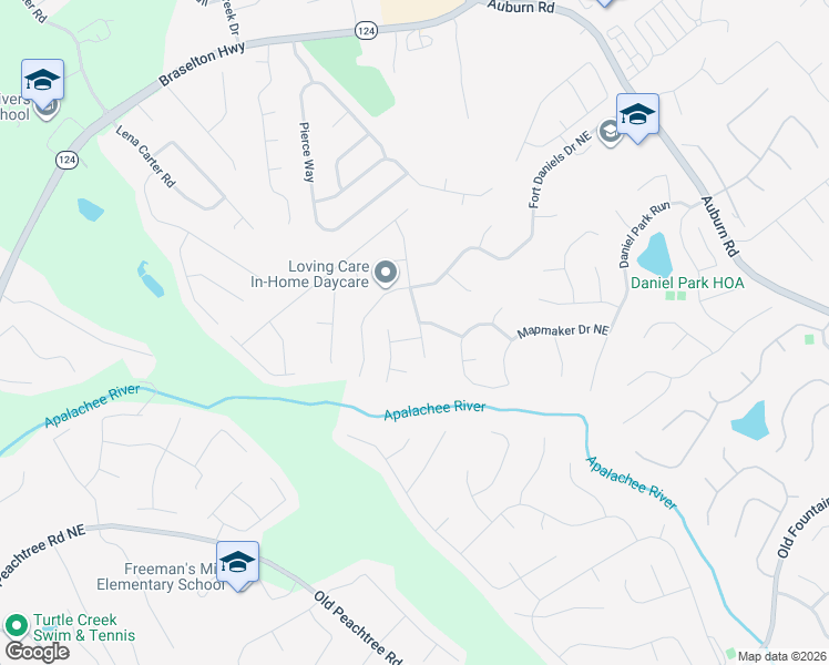 map of restaurants, bars, coffee shops, grocery stores, and more near 1794 Fort River Way in Dacula