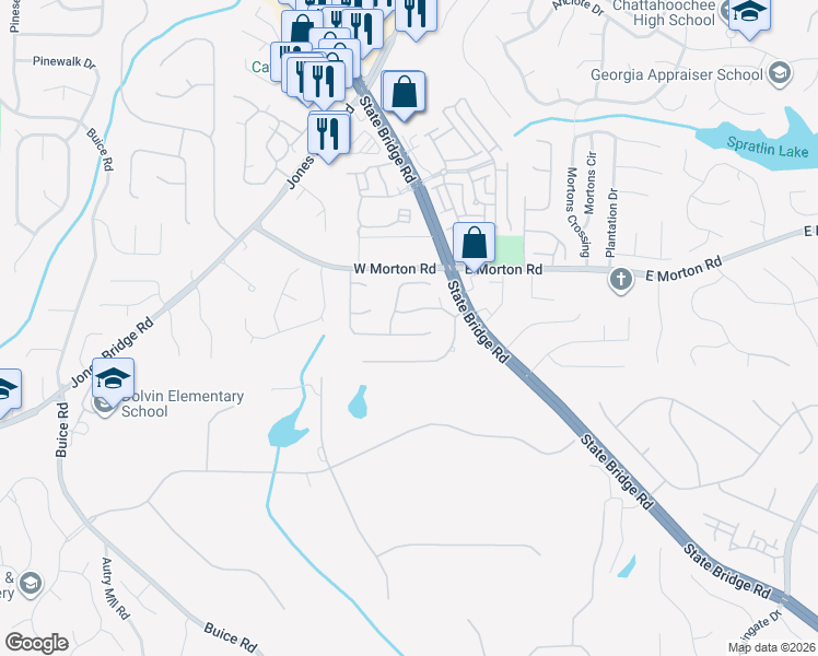 map of restaurants, bars, coffee shops, grocery stores, and more near 4810 Ogeechee Drive in Alpharetta