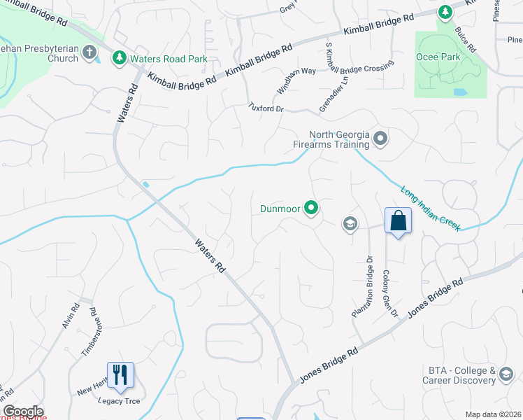 map of restaurants, bars, coffee shops, grocery stores, and more near 3730 Banyon Lane in Alpharetta