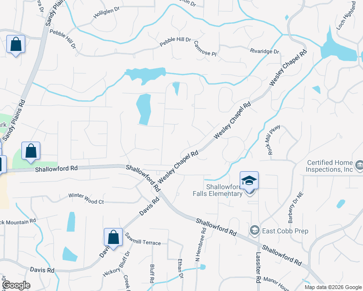 map of restaurants, bars, coffee shops, grocery stores, and more near 3607 Allpoint Drive in Marietta
