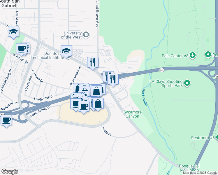 map of restaurants, bars, coffee shops, grocery stores, and more near 806 San Gabriel Boulevard in Rosemead