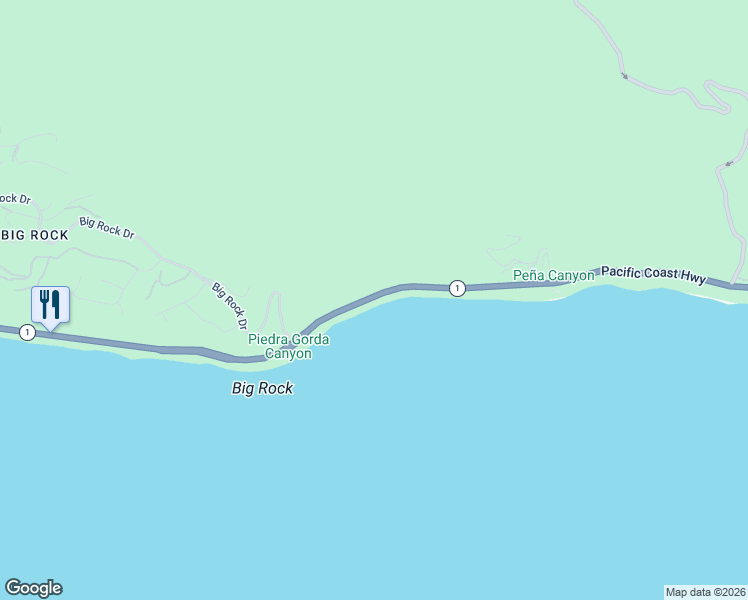 map of restaurants, bars, coffee shops, grocery stores, and more near 19706 California 1 in Malibu