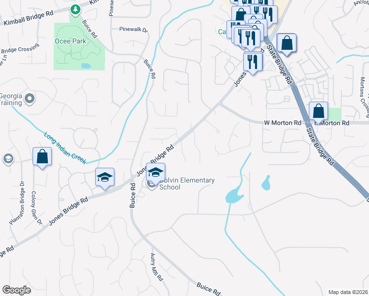 map of restaurants, bars, coffee shops, grocery stores, and more near 465 Edgehill Place in Alpharetta