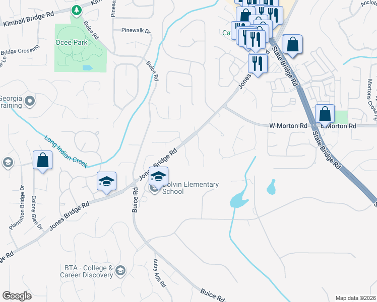 map of restaurants, bars, coffee shops, grocery stores, and more near 465 Edgehill Place in Alpharetta