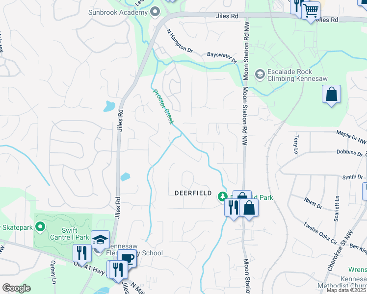 map of restaurants, bars, coffee shops, grocery stores, and more near 2114 Lindley Lane in Kennesaw