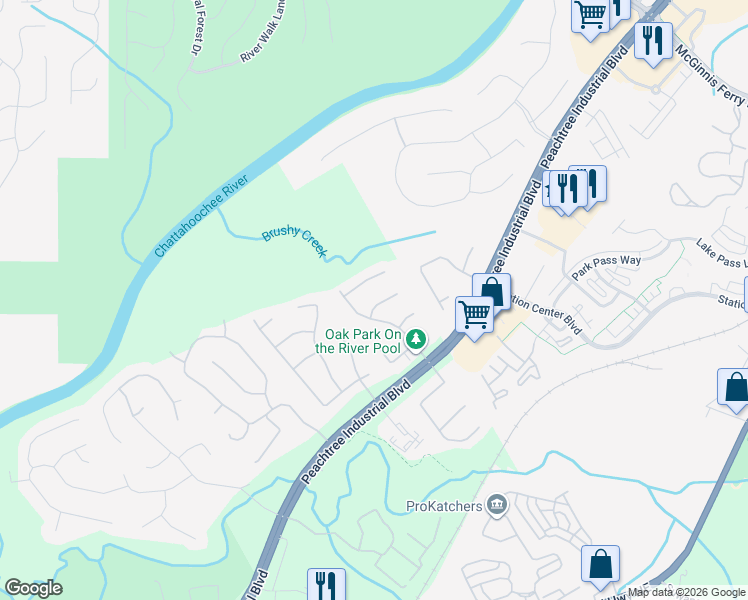 map of restaurants, bars, coffee shops, grocery stores, and more near 1559 Clydesdale Court in Suwanee