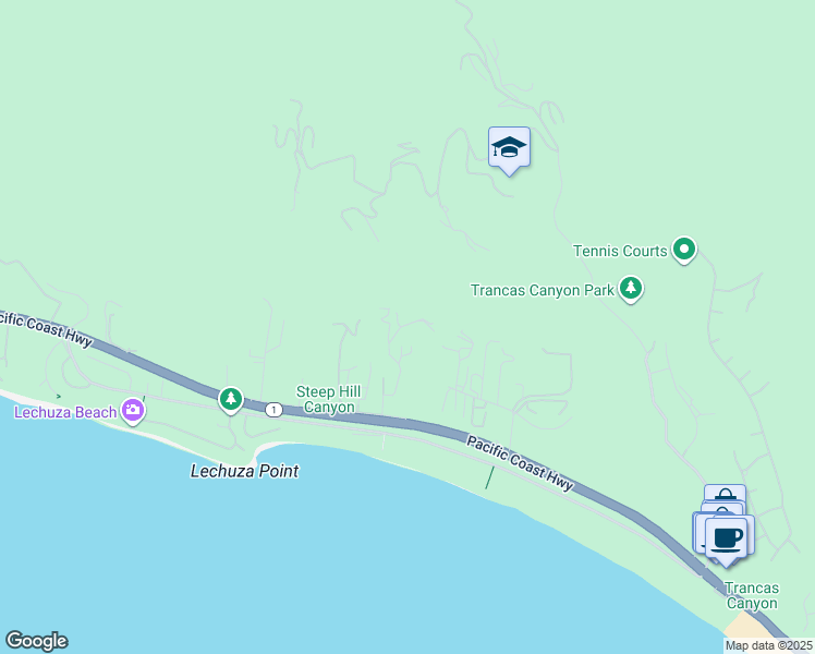 map of restaurants, bars, coffee shops, grocery stores, and more near 31351 Pacific Coast Highway in Malibu