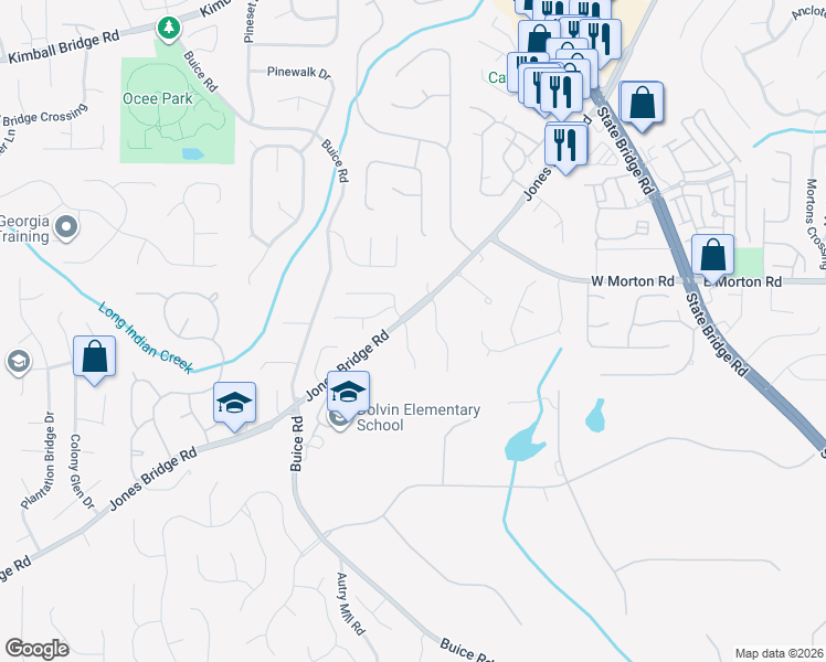 map of restaurants, bars, coffee shops, grocery stores, and more near 475 Edgehill Place in Alpharetta