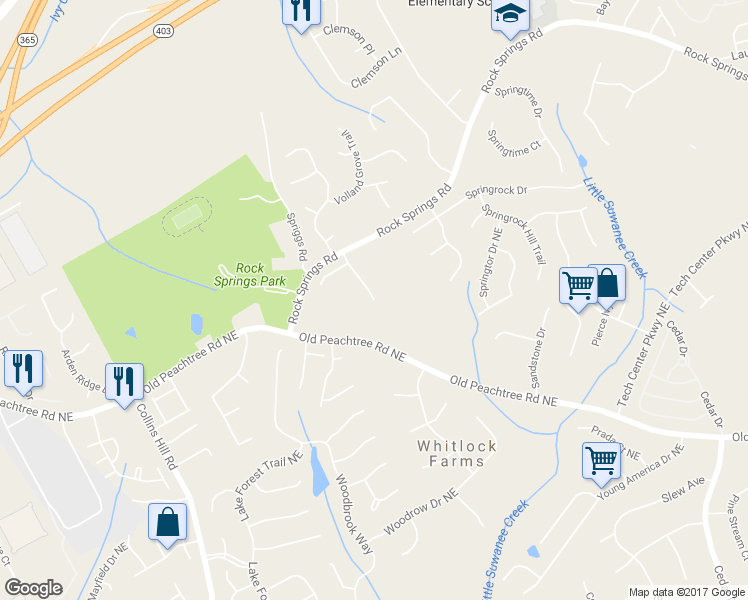 map of restaurants, bars, coffee shops, grocery stores, and more near 2760 Tuscany Park Drive in Lawrenceville