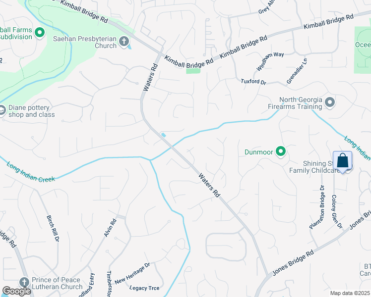 map of restaurants, bars, coffee shops, grocery stores, and more near 10540 Waters Ridge Drive in Alpharetta
