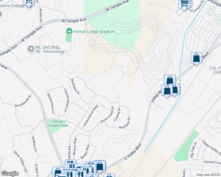 map of restaurants, bars, coffee shops, grocery stores, and more near 985 Ironshoe Court in Walnut