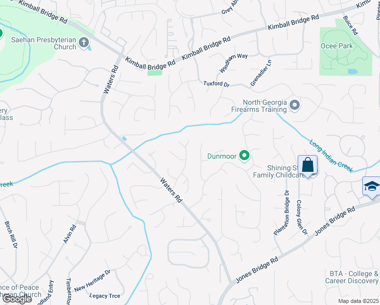 map of restaurants, bars, coffee shops, grocery stores, and more near 290 Woodbury Way in Alpharetta