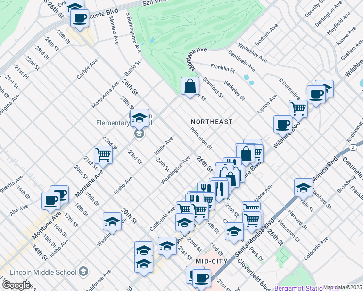 map of restaurants, bars, coffee shops, grocery stores, and more near 928 26th Street in Santa Monica