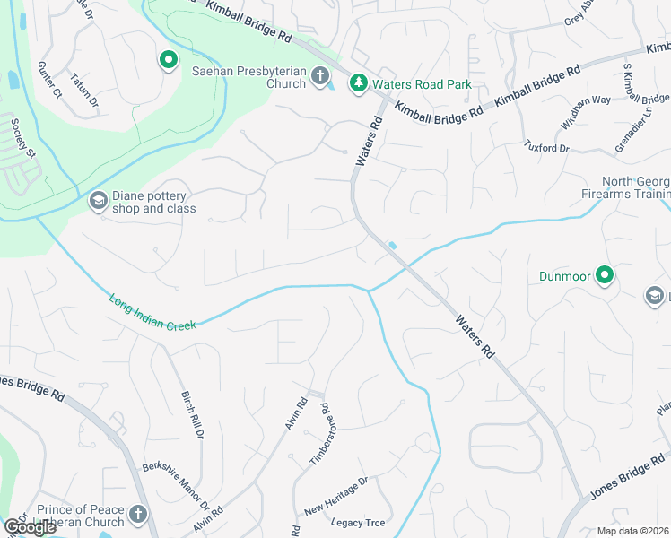 map of restaurants, bars, coffee shops, grocery stores, and more near 3415 Waters Mill Drive in Alpharetta