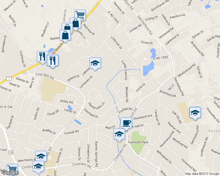 map of restaurants, bars, coffee shops, grocery stores, and more near 1513 Forest Trace Drive in Columbia