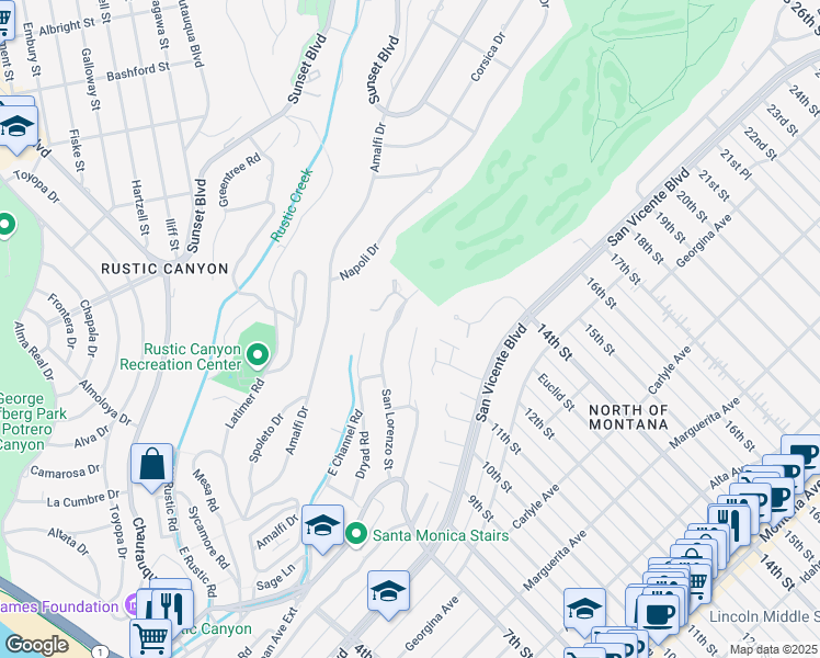 map of restaurants, bars, coffee shops, grocery stores, and more near 765 Kingman Avenue in Santa Monica