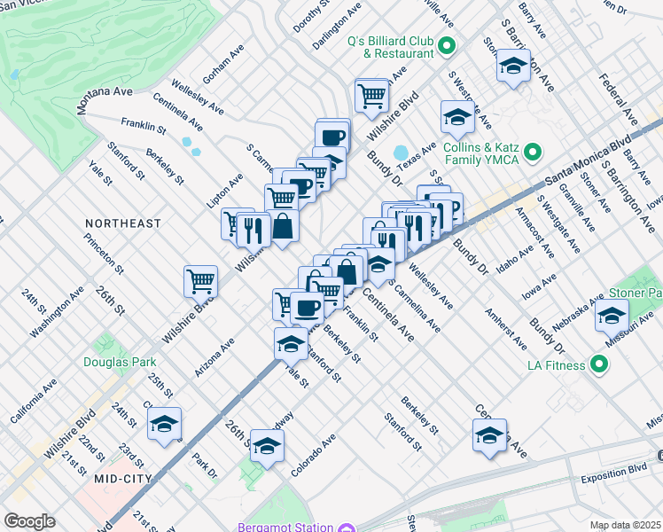 map of restaurants, bars, coffee shops, grocery stores, and more near 1326 Centinela Avenue in Los Angeles