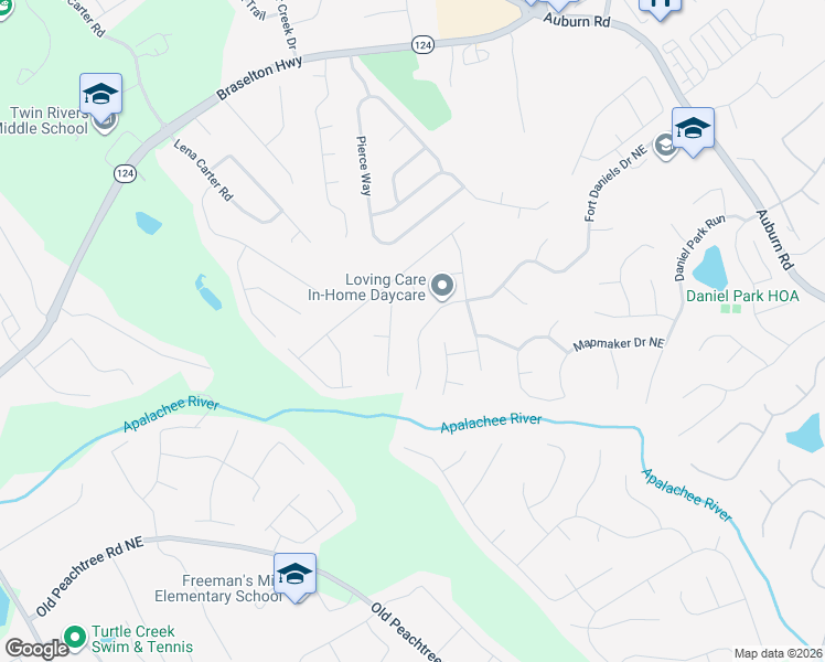 map of restaurants, bars, coffee shops, grocery stores, and more near 2470 Fort Daniels Drive Northeast in Dacula
