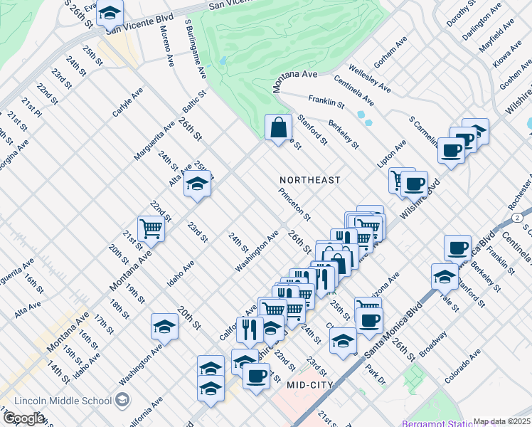 map of restaurants, bars, coffee shops, grocery stores, and more near 928 26th Street in Santa Monica