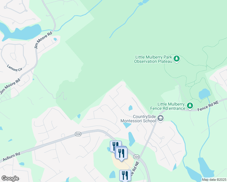 map of restaurants, bars, coffee shops, grocery stores, and more near 3544 Candytuft Run Northeast in Auburn