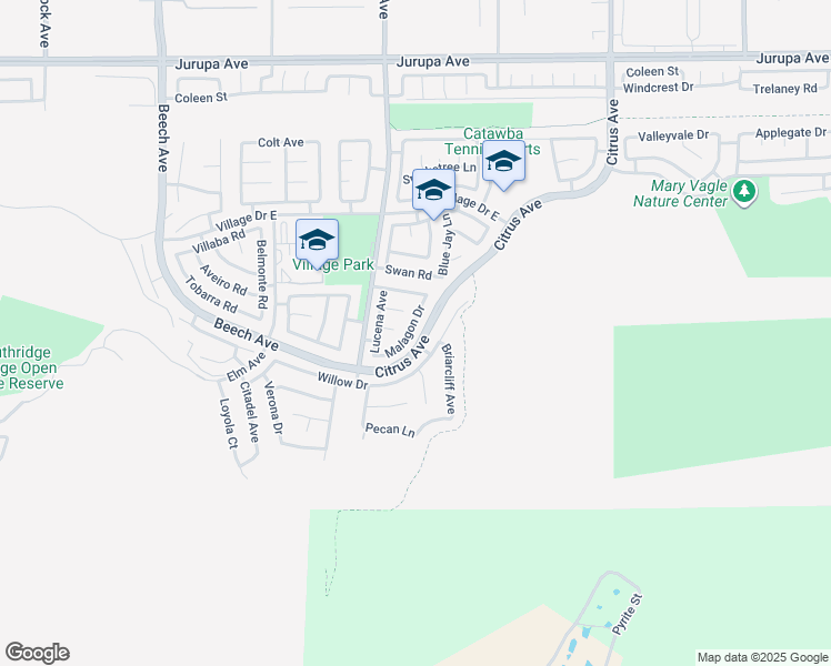 map of restaurants, bars, coffee shops, grocery stores, and more near 11729 Malagon Drive in Fontana